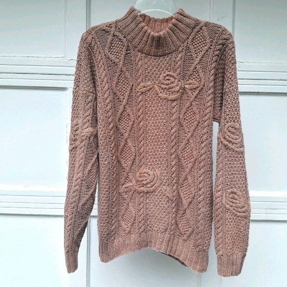 Chunky Cable Knit Vintage Sweater Hand Knitted S - Picture 1 of 11